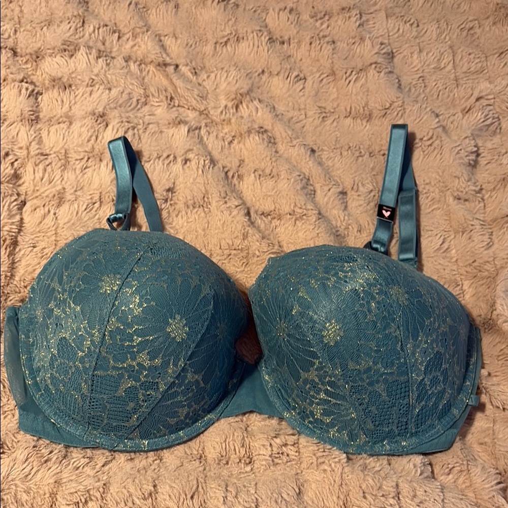 Victoria's Secret Blue/green Lace Bra with Underwire Support